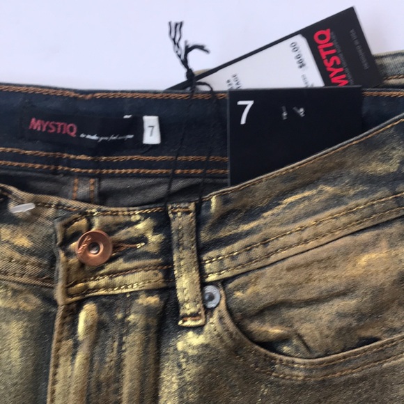 Mystiq Denim Womens/juniors gold metallic jeans - Picture 5 of 8